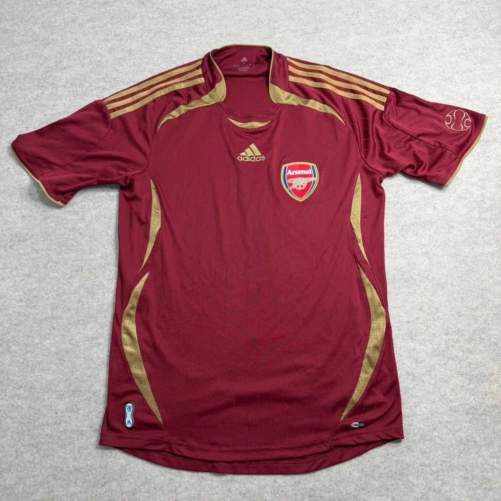 Adidas Arsenal FC Jersey Maroon Gold ClimaCool Soccer Shirt Mens Small +15 2006